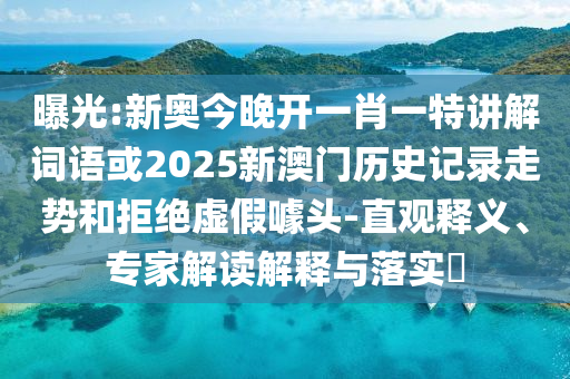 曝光:新奧今晚開一肖一特講解詞語或2025新澳門歷史記錄走勢和拒絕虛假噱頭-直觀釋義、專家解讀解釋與落實?